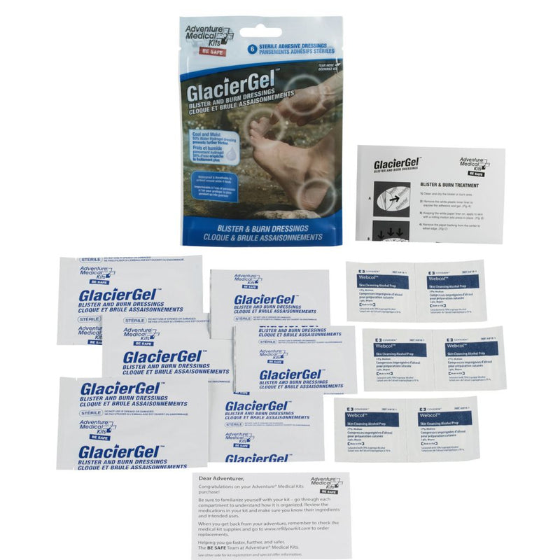 Alcohol swabs included in the kit to disinfect and protect open blisters from infection.