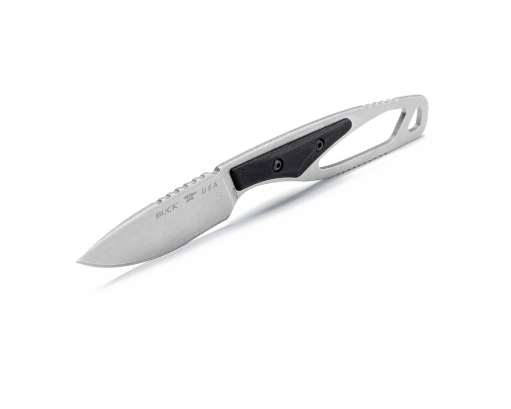 Minimalist skeletal frame hunting knife with sheath