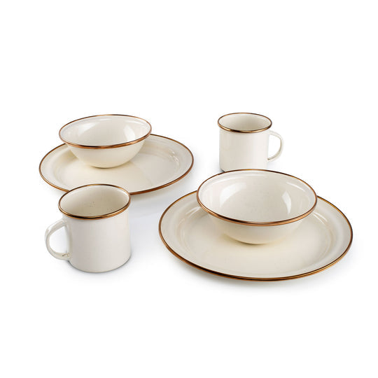 Elegant Mesa Enamelware Collection with rich enamel base
