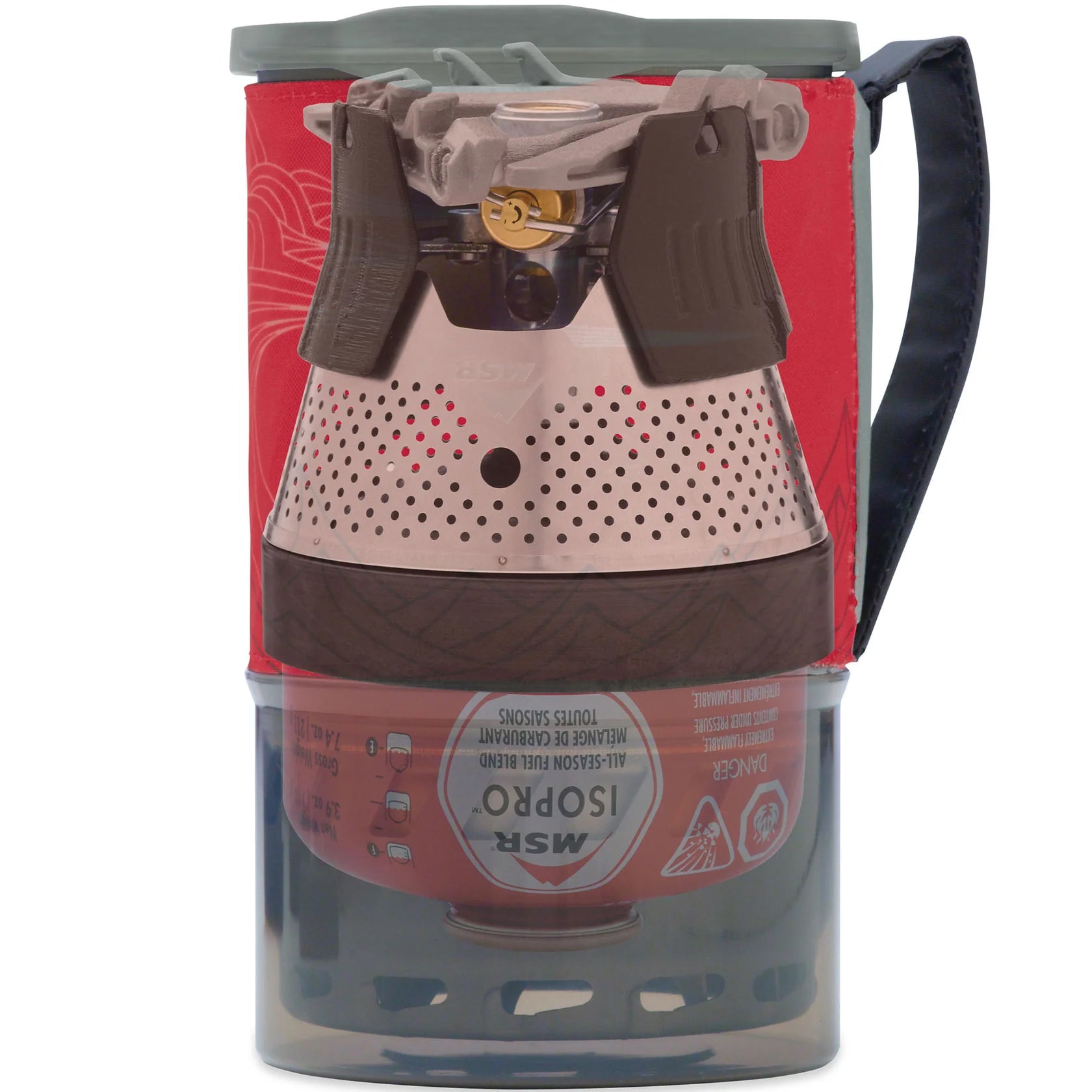 MSR WindBurner camping stove with drinking and straining lid