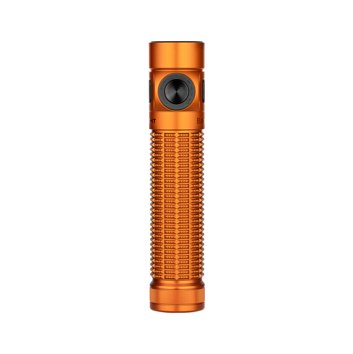 Olight Baton 4 Pro Orange LED flashlight showing compact aluminium body