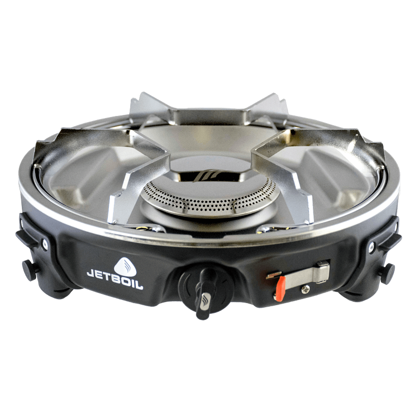 HalfGen cooking system with included fry pan, carry bag, windscreen, and fuel regulator