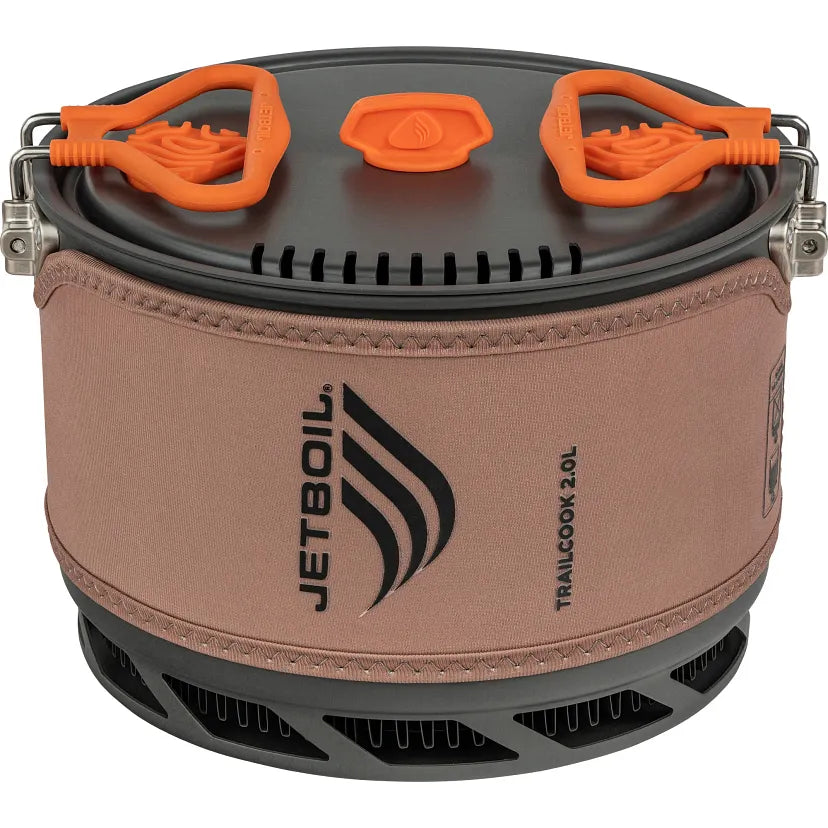 Ceramic-coated 2.0L FluxRing cook pot with insulating cozy and folding handles