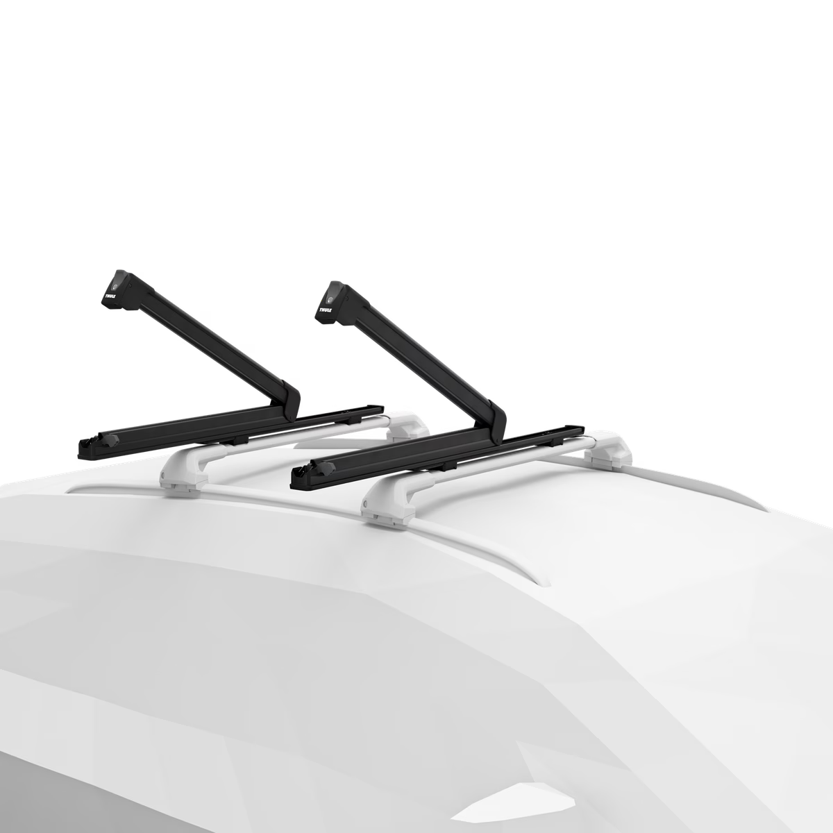 Black slide-out rack for up to 6 pairs of skis or 4 snowboards