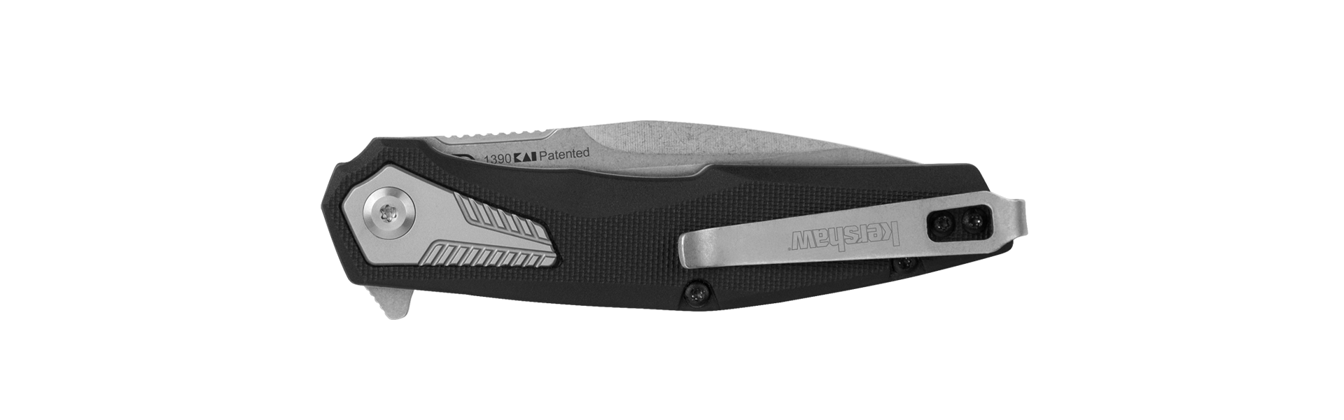Closed Kershaw Tremolo assisted-opening pocket knife with deep-carry pocket clip