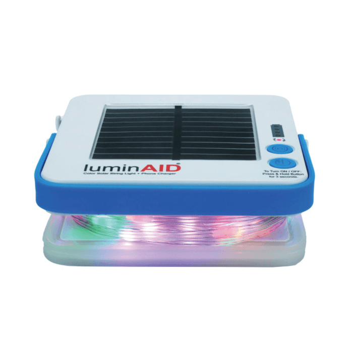 Warm white solar string lights wrapped inside camping tent