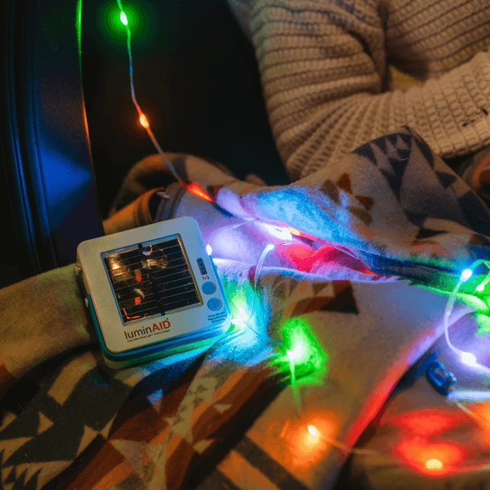 Color-changing solar string lights with lantern base