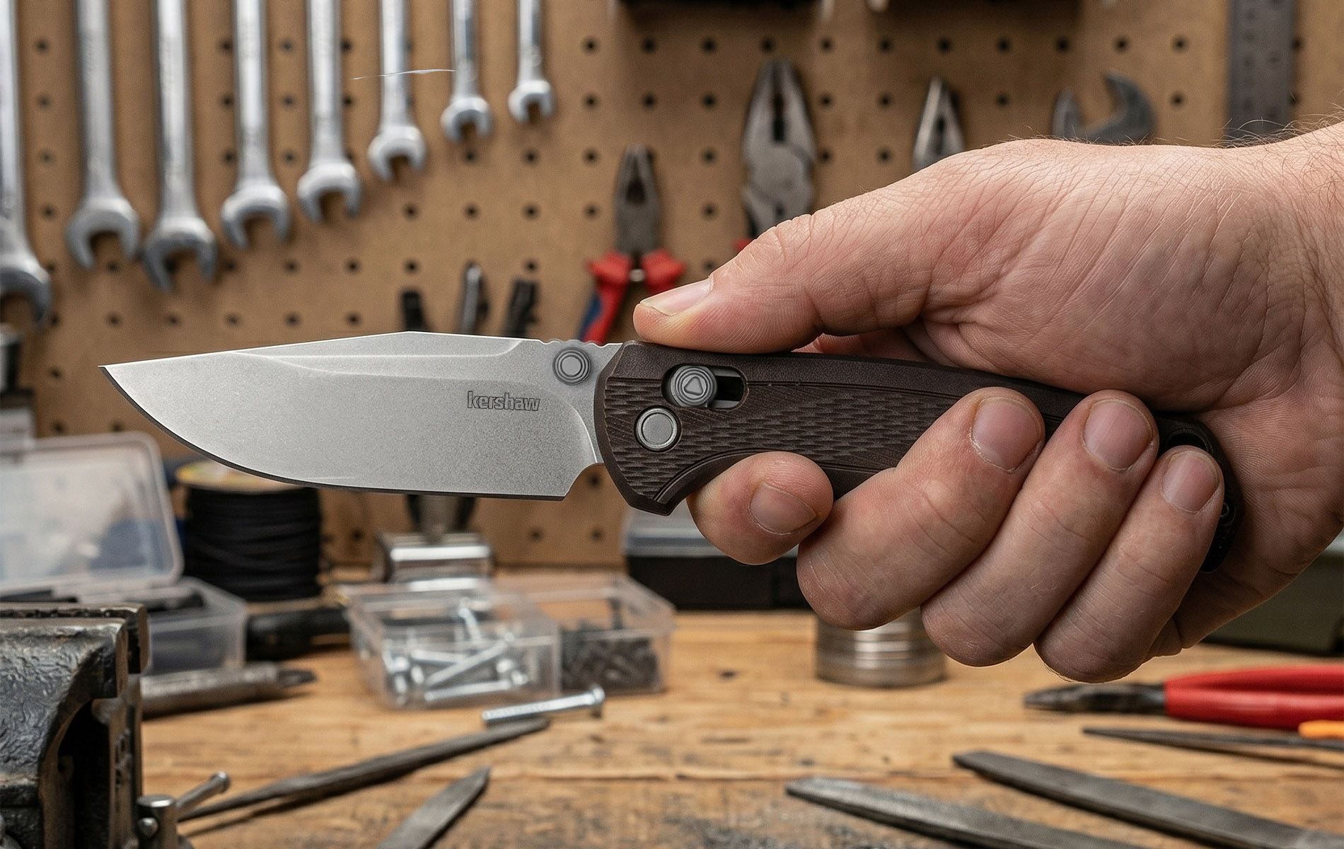 Closed Kershaw Maneuver pocket knife with reversible deep-carry pocket clip