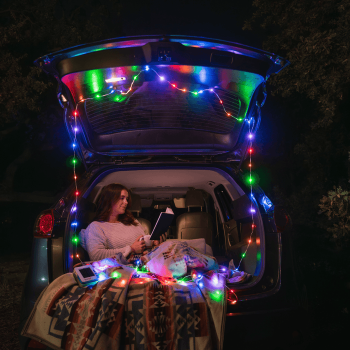 Extra-long 32-foot warm white solar string light setup