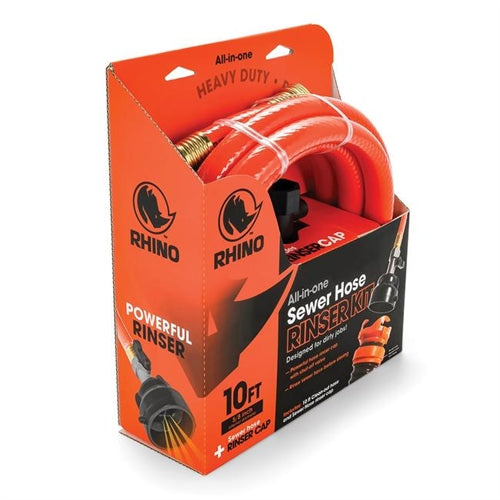Camco RhinoFlex RV sewer hose cleaning kit with shut off valve