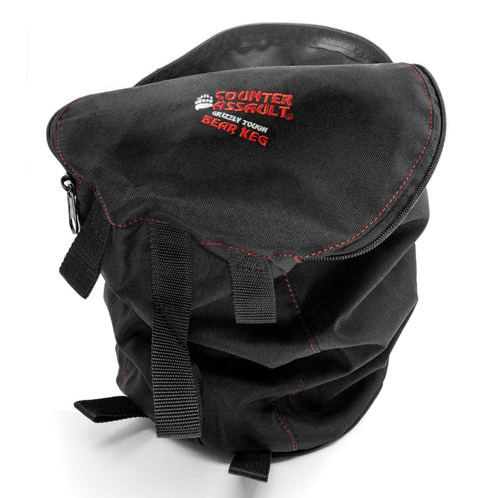 Bear Keg Carrying Case with webbing straps – Two webbing straps and buckles for attaching to a backpack.
