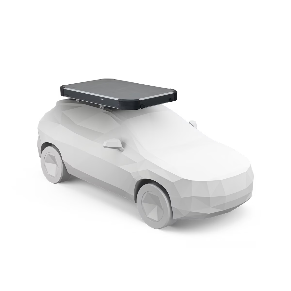 Thule Widesky rooftop tent closed with sleek low-profile aluminum shell