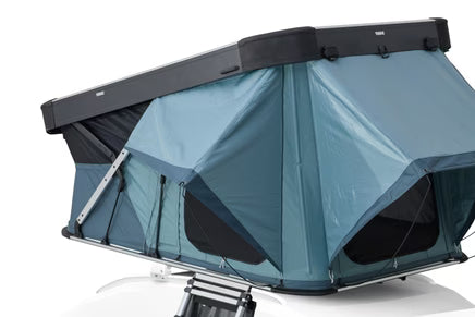 Thule Widesky rainfly installed on rooftop tent with support poles