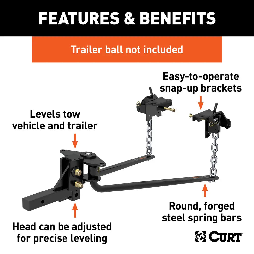 CURT WD hitch with grease zerk fittings for smooth and quiet towing performance