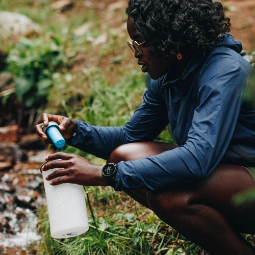 HydraPak Flux+ flexible bottle for hiking and camping water filtration