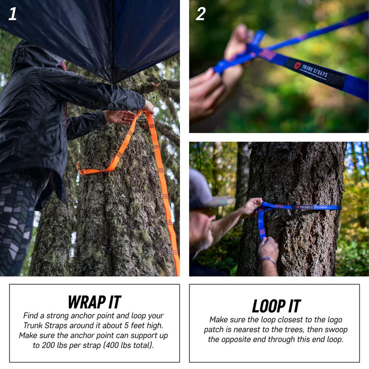 Portable hammock suspension system with quick and easy setup for camping and backyard use