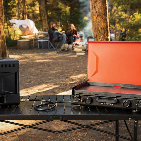 Outdoor propane griddle with two independent burners for versatile cooking