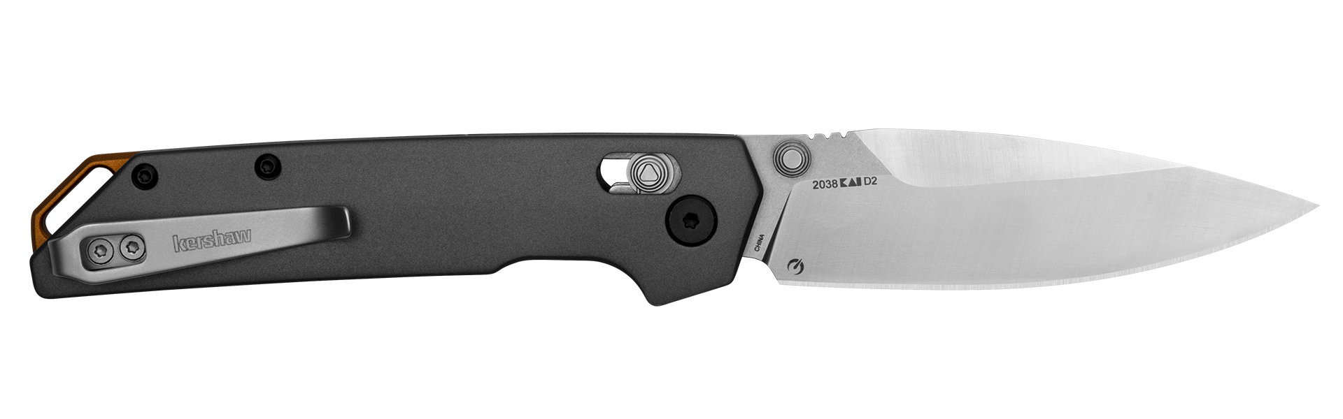 A bronze-anodized backspacer and lanyard hole add visual contrast. Closed length is 4.5 inches, overall length 7.9 inches.