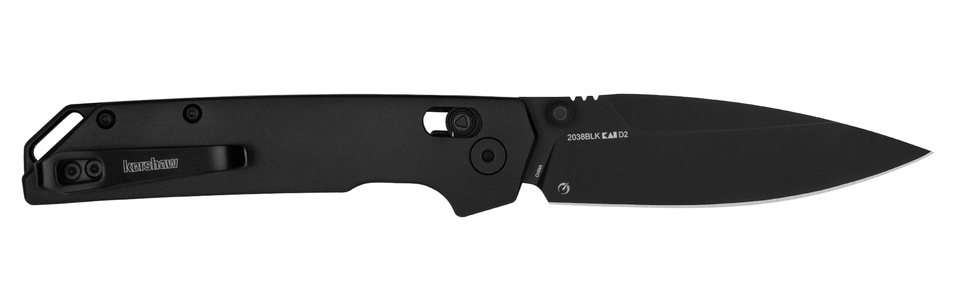 Kershaw Iridium Black D2 spear point folding knife