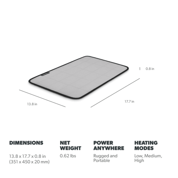 Dometic CMP-H1 seat heater shown in its compact carrying case for easy portability on camping trips