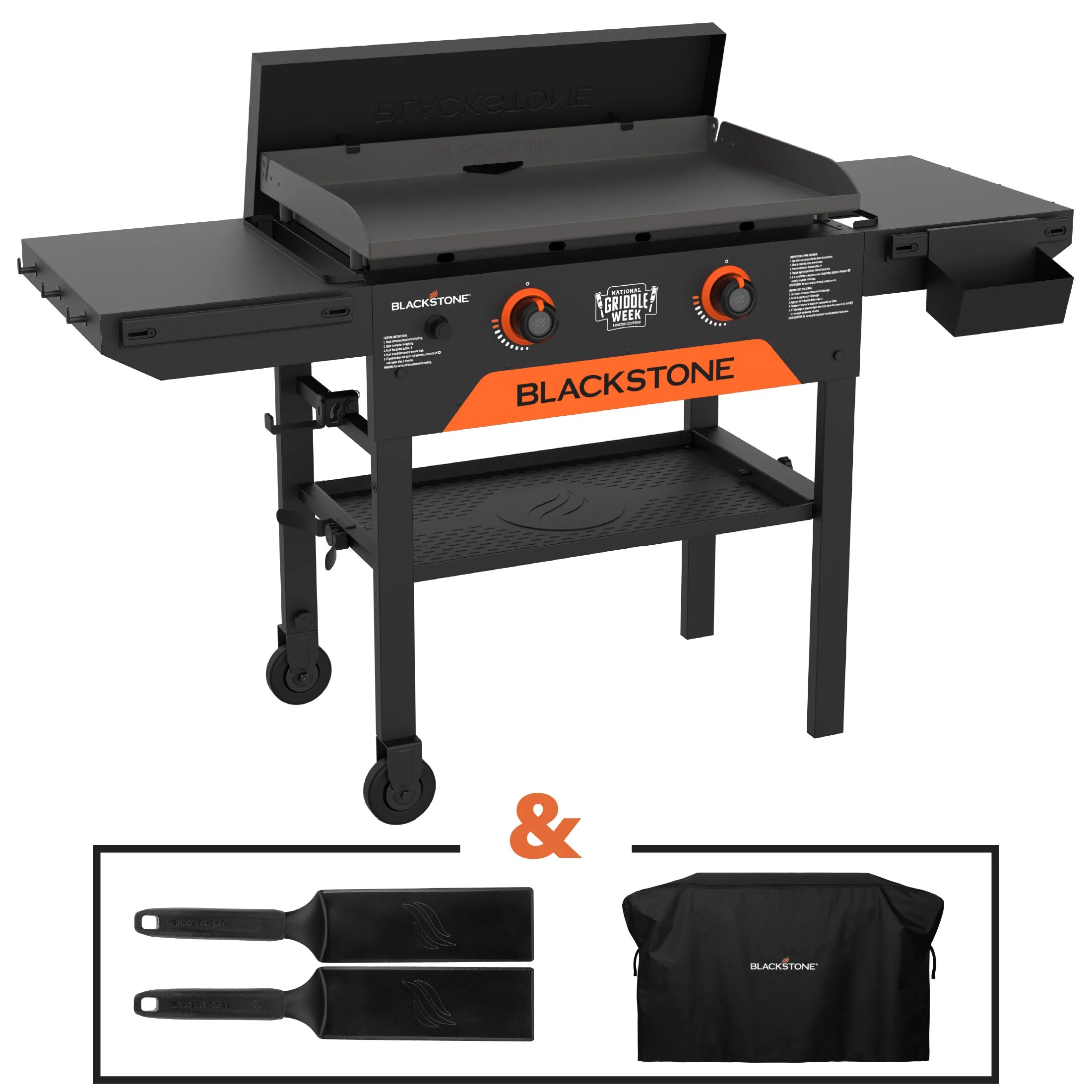 Blackstone 28” Griddle Bundle with cover, spatulas, and dual heat zones