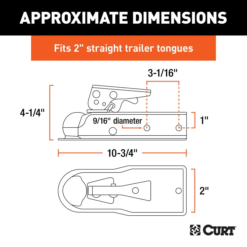 3,500 lb GTW Class 2 trailer coupler with 500 lb tongue weight