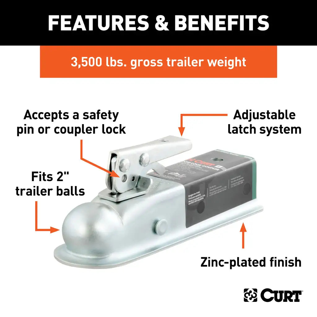Zinc-plated steel trailer coupler for 2-inch trailer ball