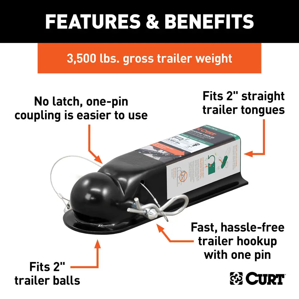Innovative one-pin trailer hitch coupler with 1/2-inch pin and clip