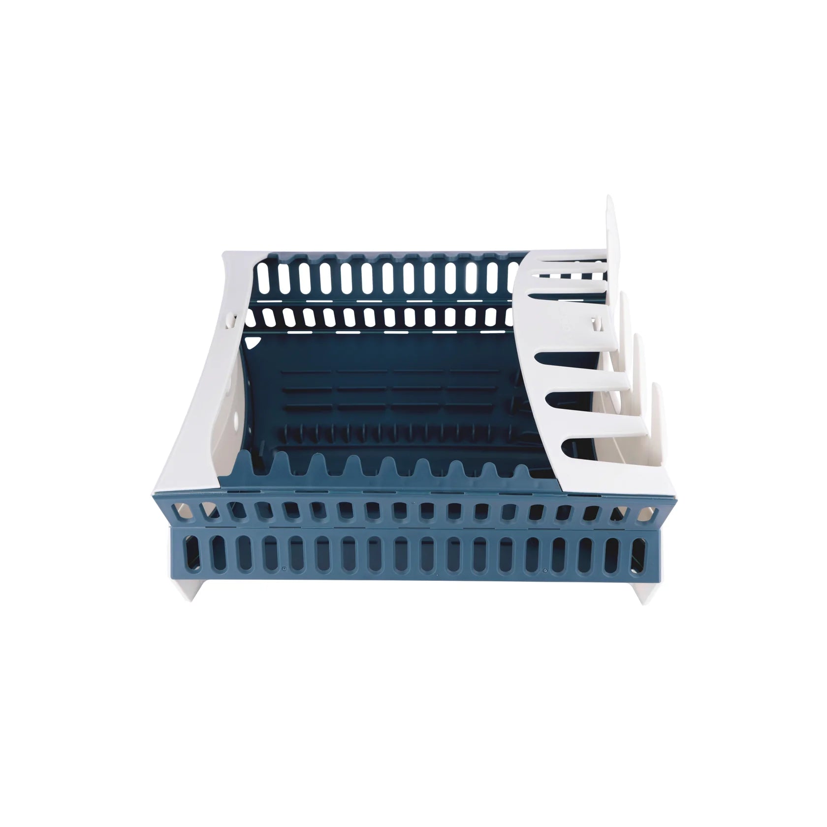 Portable Snapfold dish rack with self-assembling legs, elevated design for efficient water drainage while camping