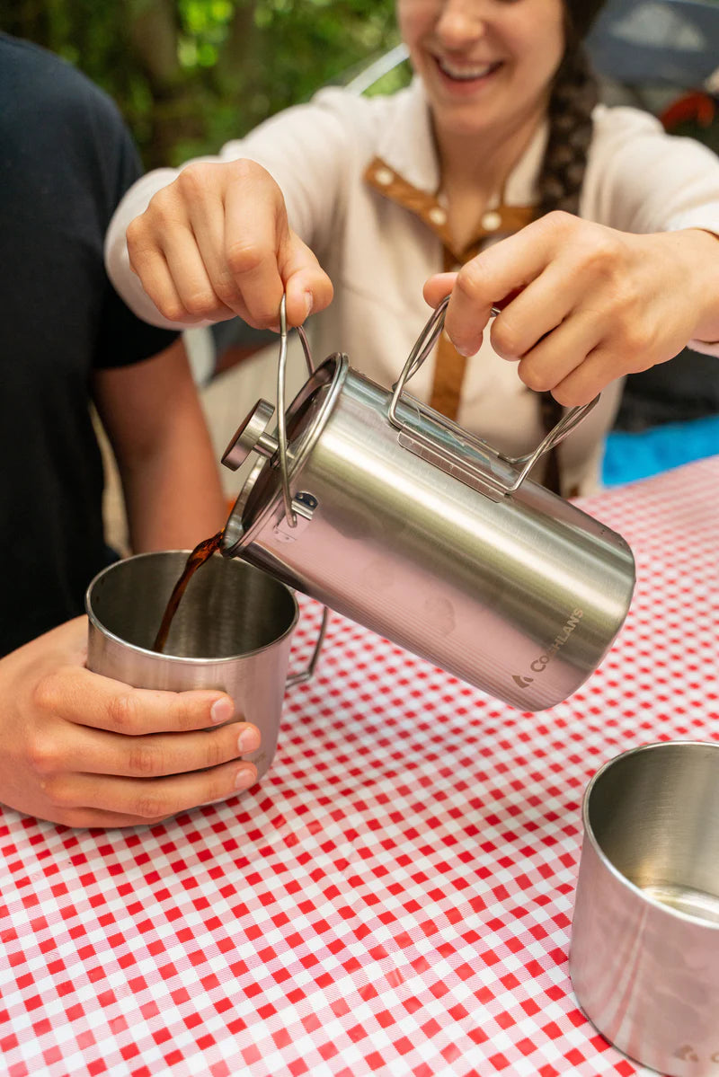 4 cup stainless steel French press with fine mesh plunger for smooth coffee