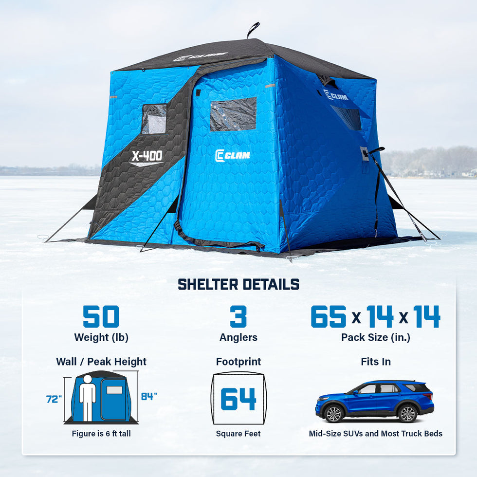 Clam X-Series X-400 thermal hub ice fishing shelter