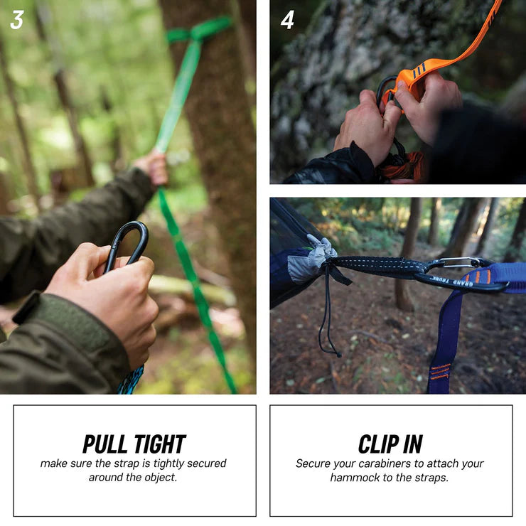 Adjustable hammock straps with 18 loops per strap for precise height and tension adjustments