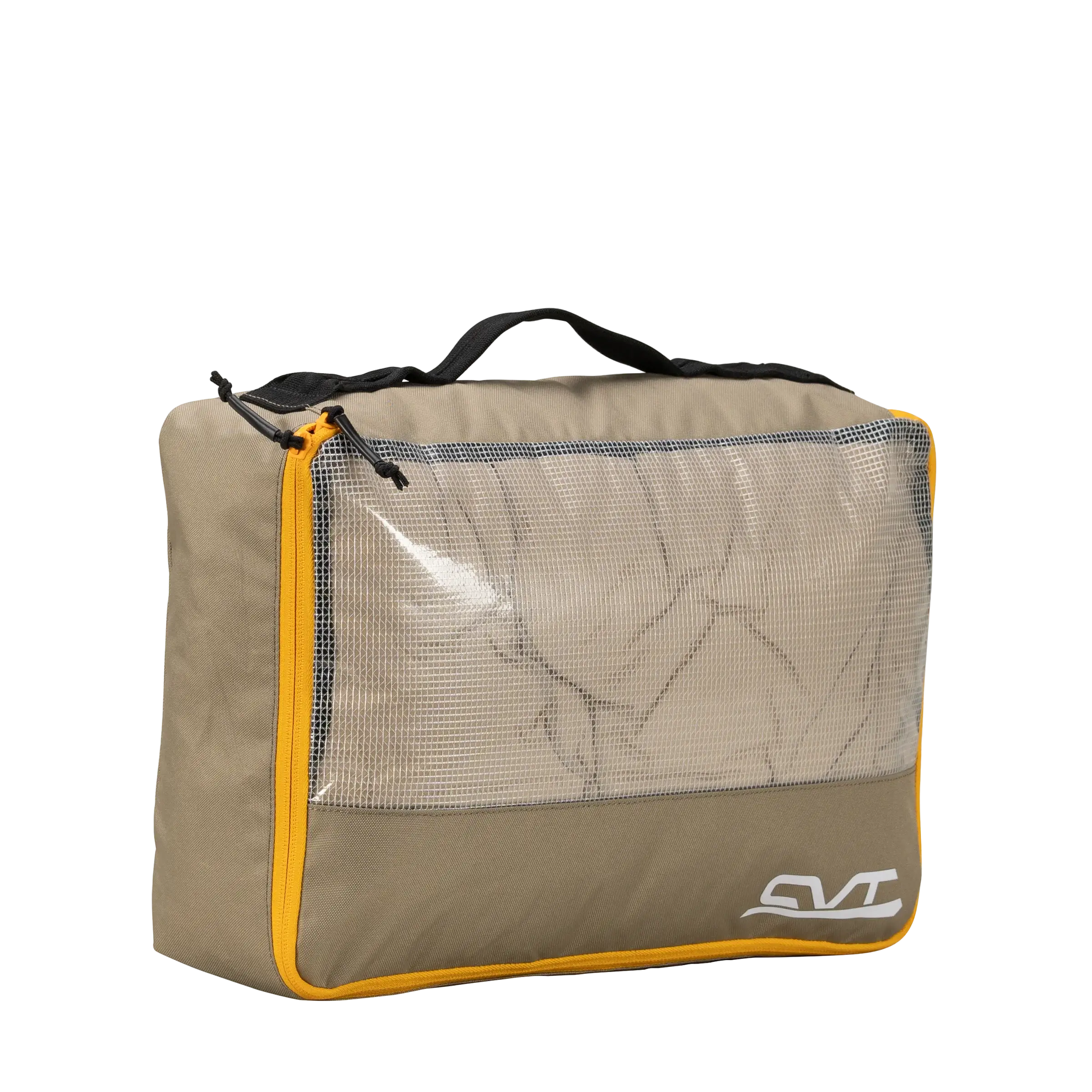 Close-up view of the see-through mesh panels on the CVT Camping Cubes, allowing for quick identification of stored items