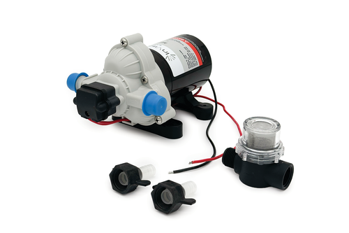 Mechanical pump with connectors on a white background