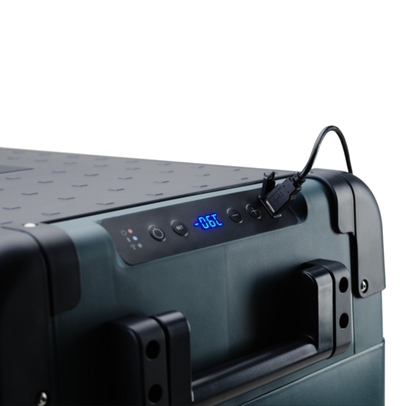 Lightweight and durable polymer construction of the Dometic CFX2 cooler, featuring ABS folding handles