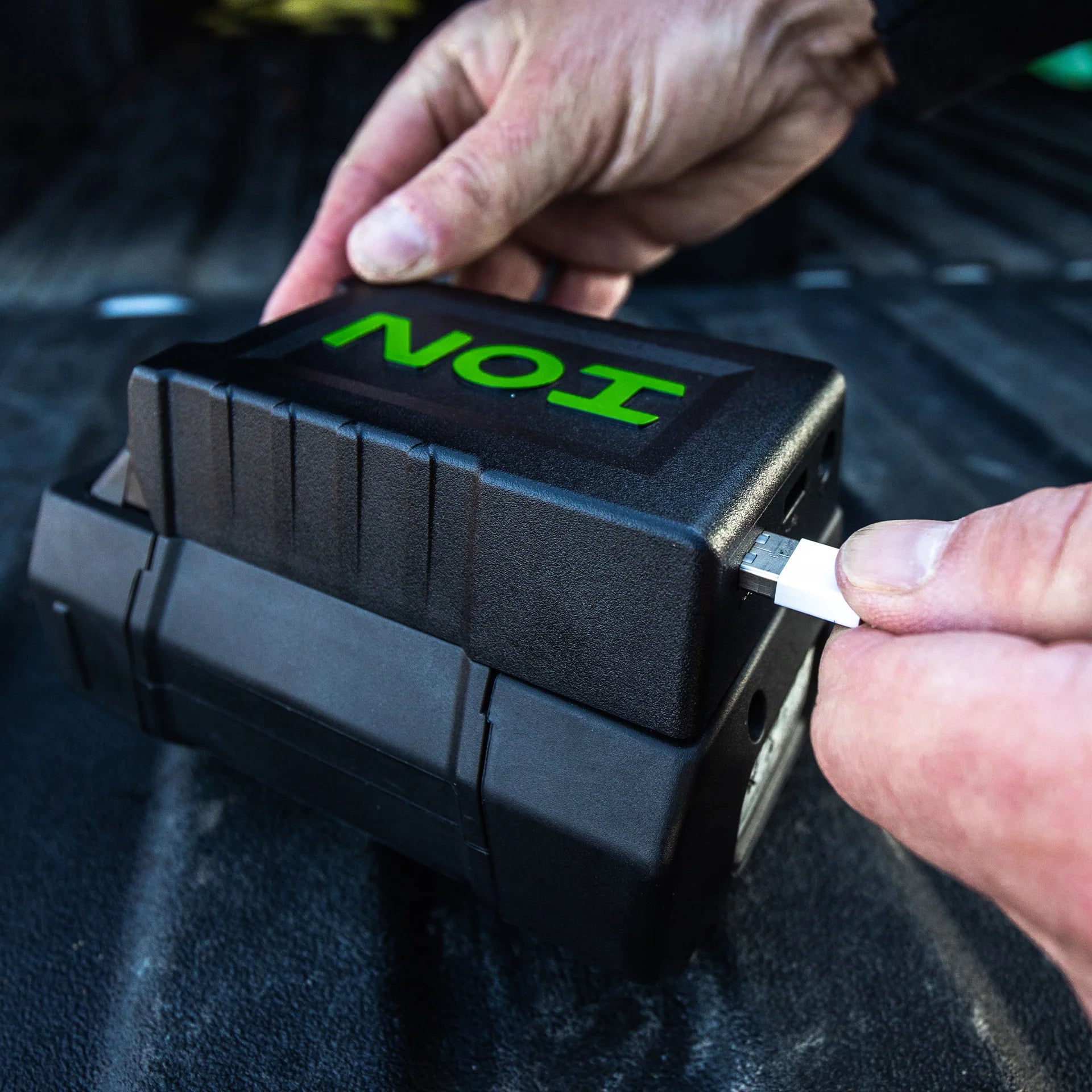 ION battery USB charging adapter for phones, speakers, and portable lights