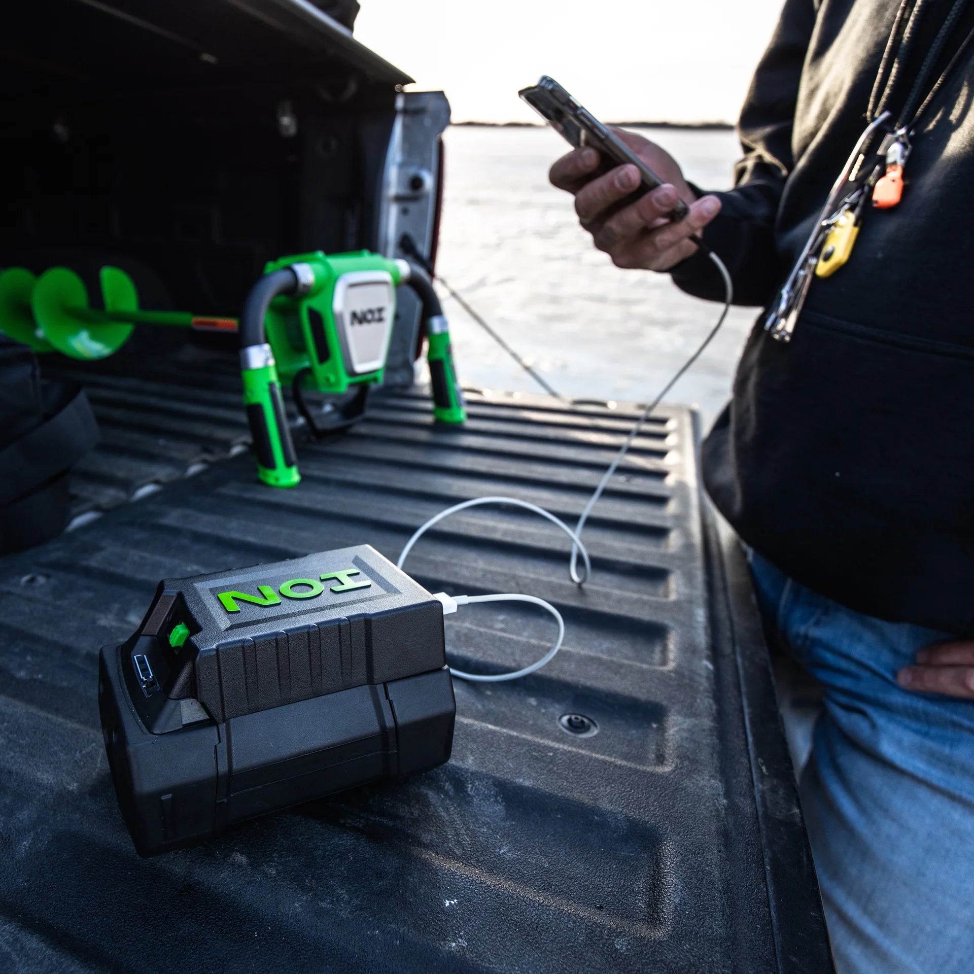 ION Gen 3 battery USB and 12V power adapter with barrel plug accessory