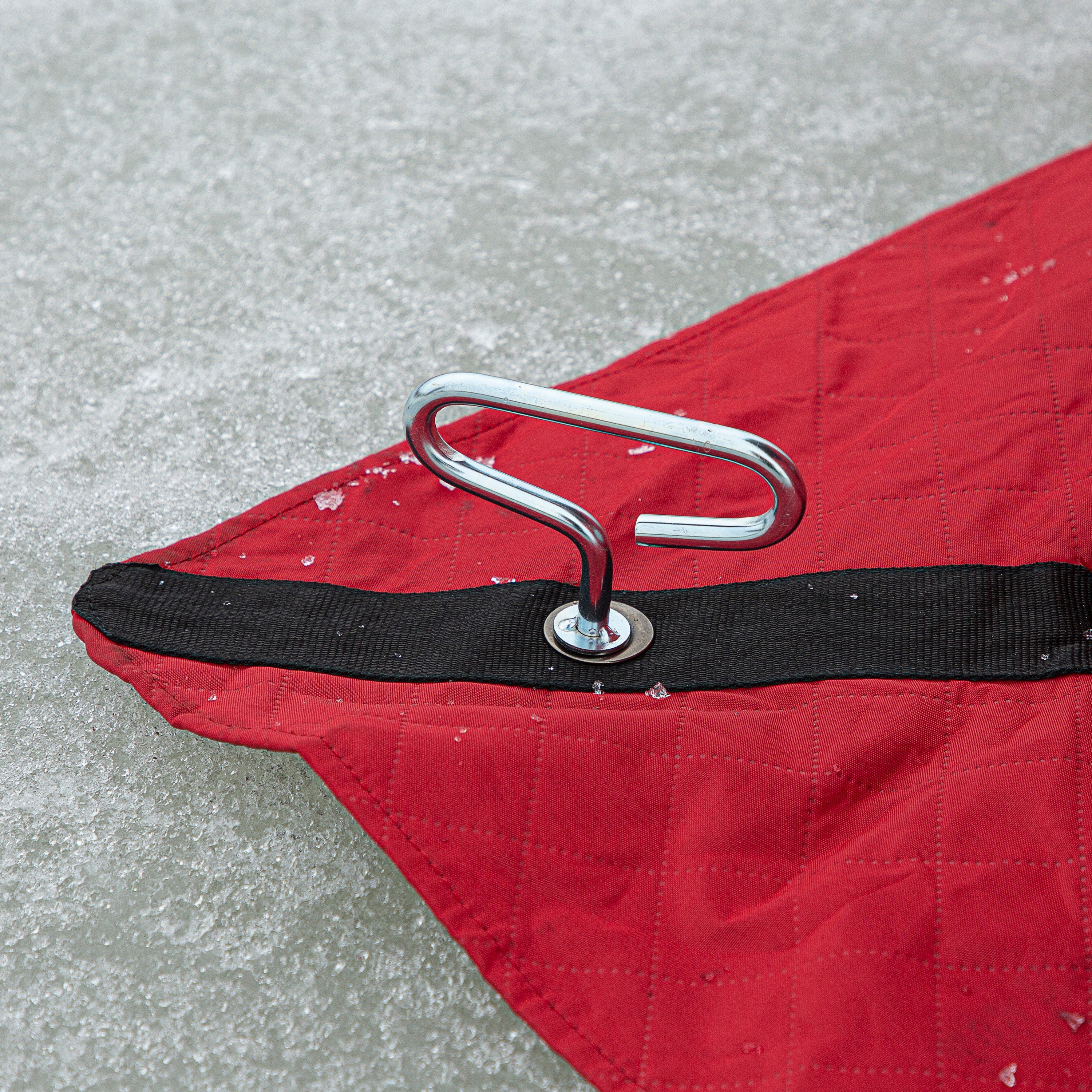 Removable hook-and-loop window panels on the QuickFish™ 6i ice fishing shelter for adjustable ventilation.
