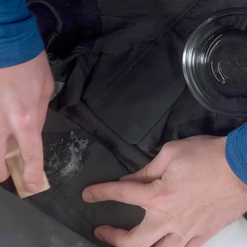 Prepping a rain jacket for fresh DWR treatment using Revivex Pro Cleaner