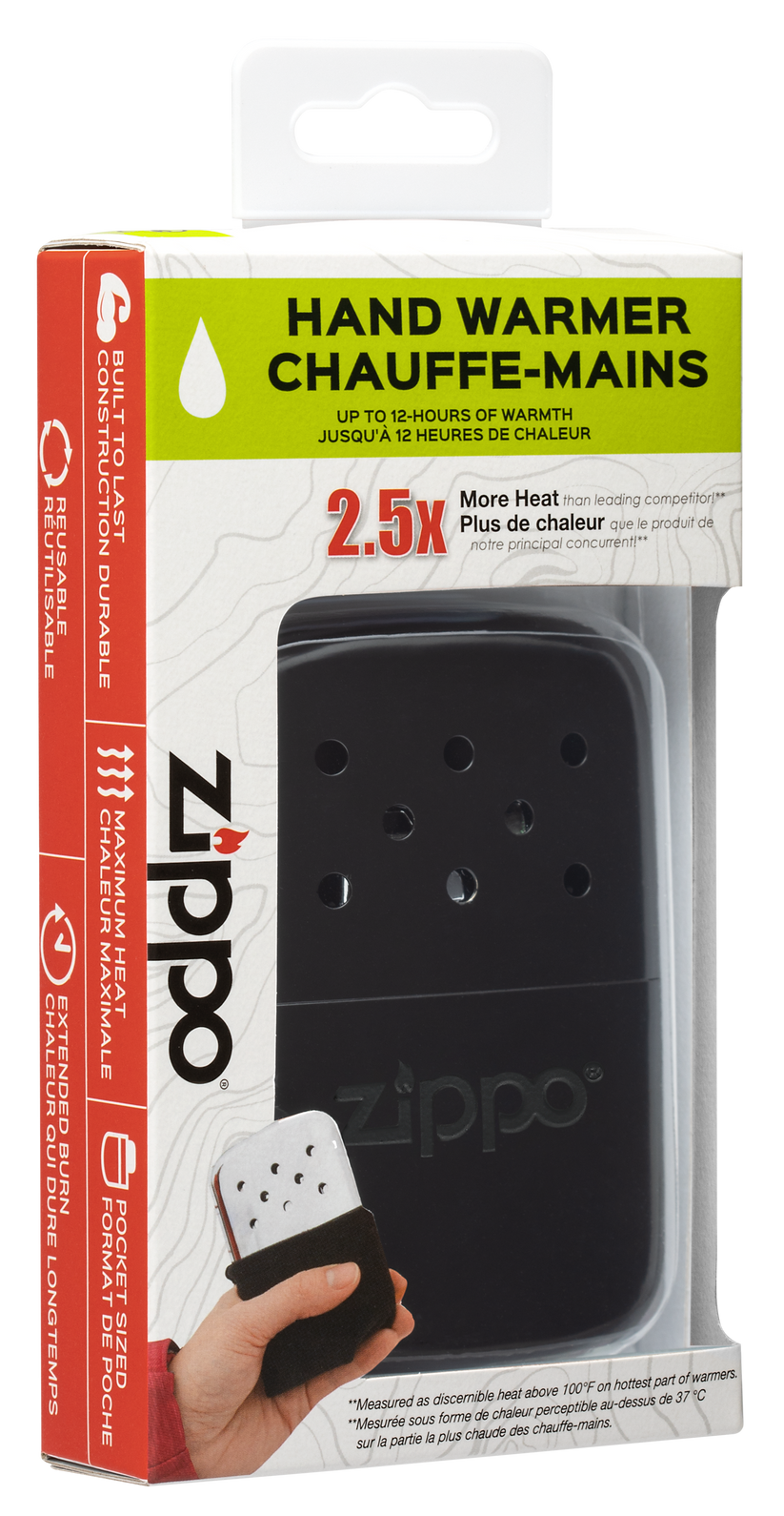Flameless and rugged Zippo hand warmer, perfect for hunting, fishing, camping, and outdoor activities