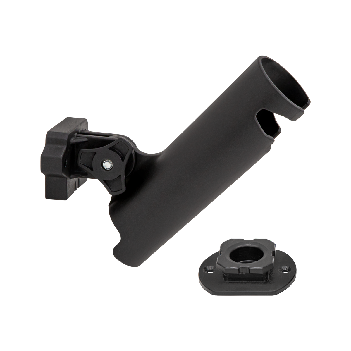 E-Hub Deadstick Holder mounted on ice fishing shelter hub