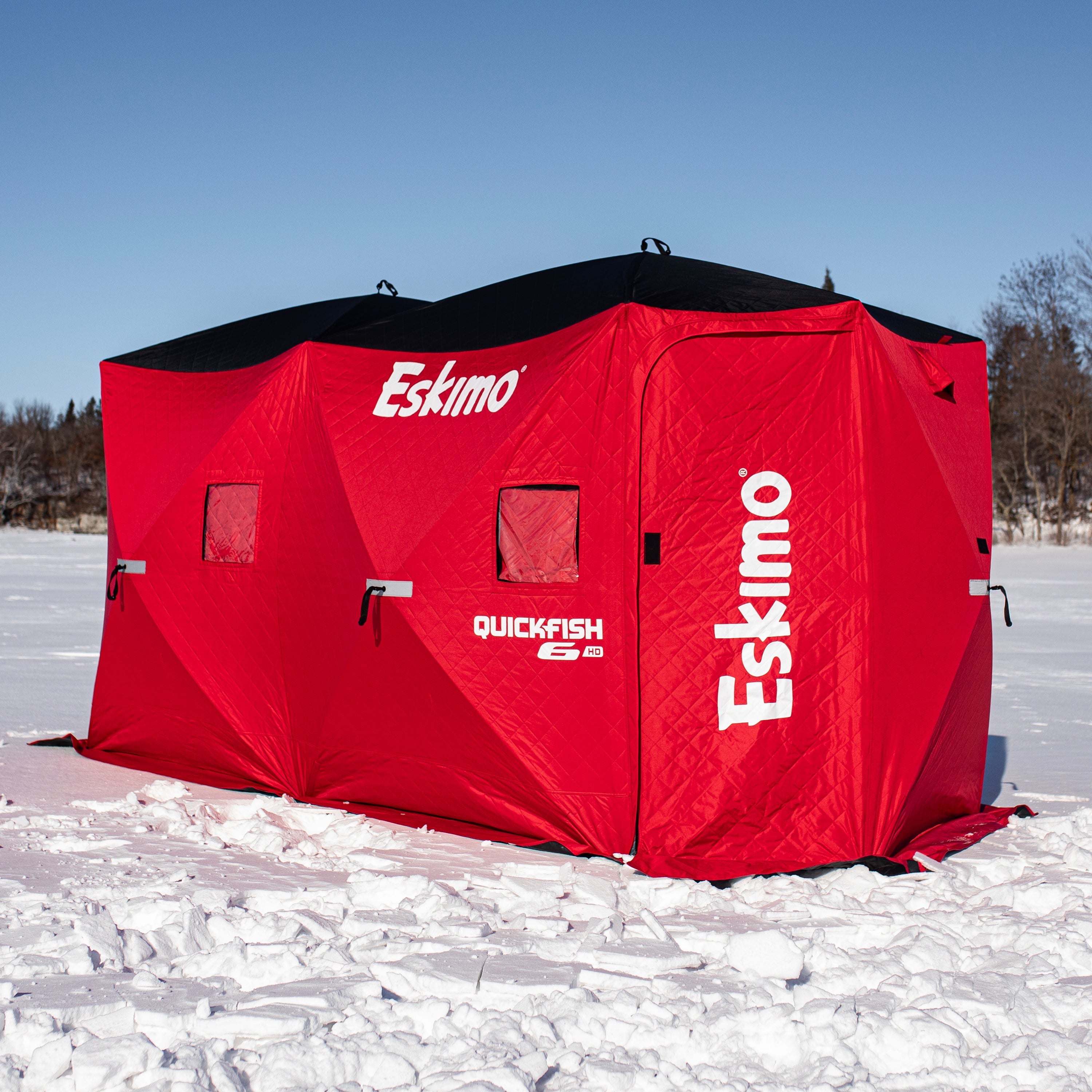 Eskimo IQ™ insulated quilted fabric shown on the QuickFish HD shelter for heat retention and reduced condensation