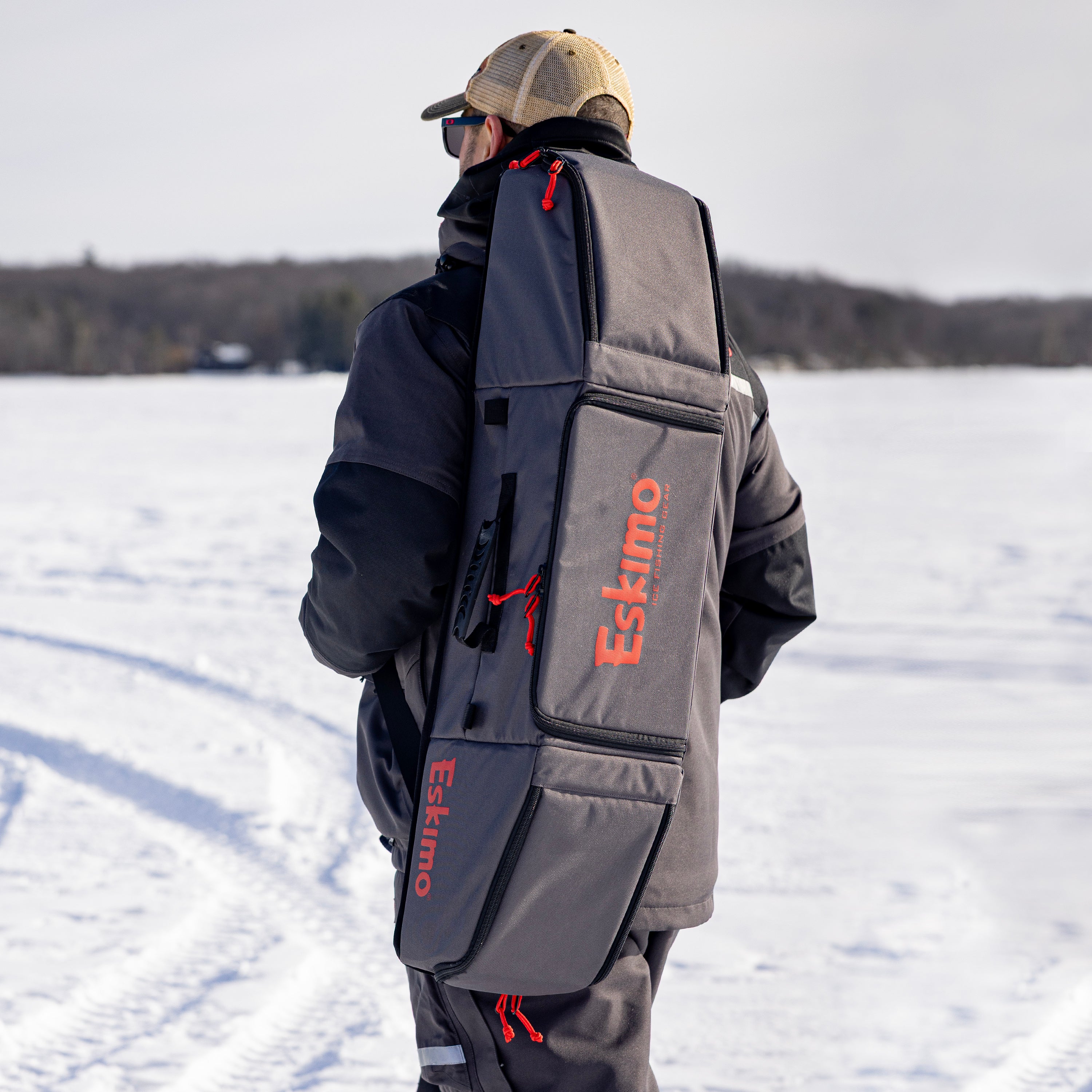 Eskimo 32-inch rod locker showing convenient carry strap for easy transport on ice fishing trips