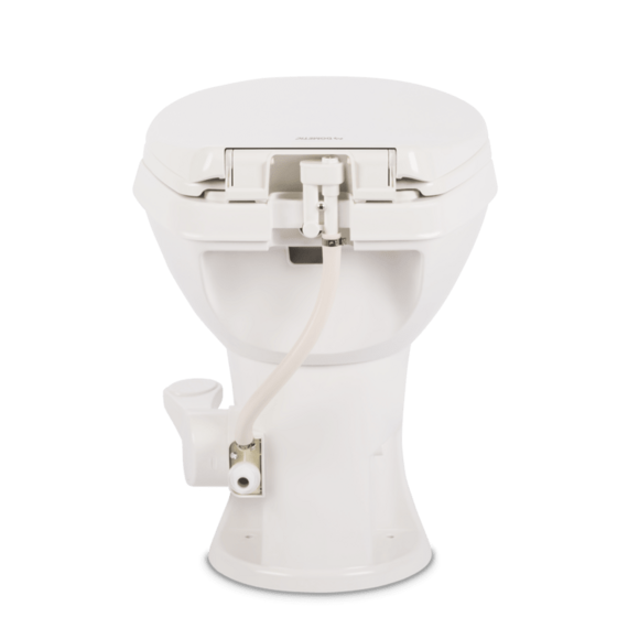 Dometic Essential 400 round plastic RV toilet with foot pedal flush