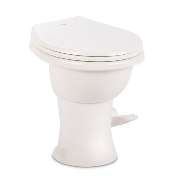 Dometic Complete 410 tall gravity flush porcelain round toilet with soft-close seat, white