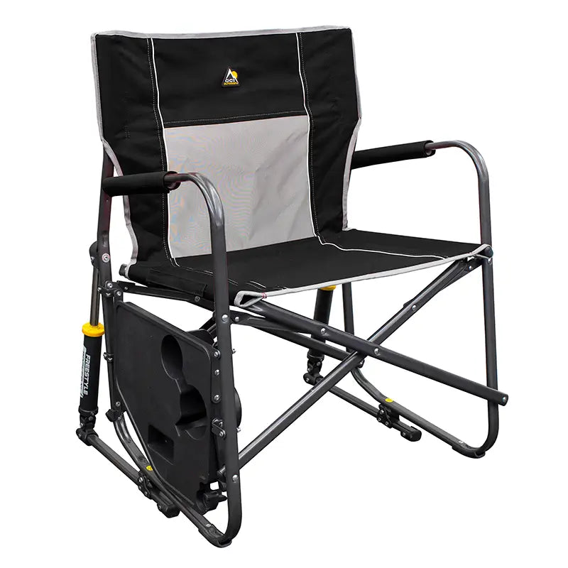 Freestyle Rocker XL™ chair with fold-out side table, designed for extra comfort and stability