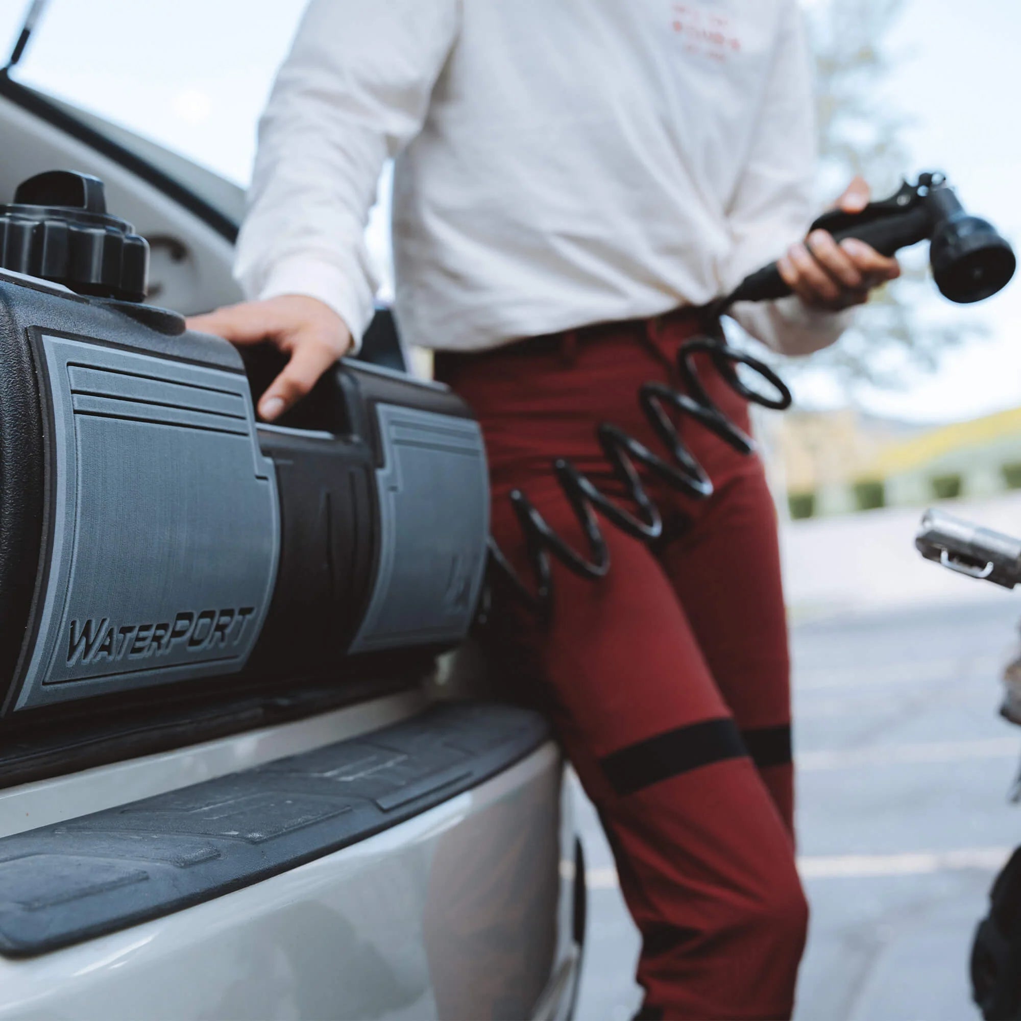 EVA wrap shielding 4 Gallon Day Tank from dust and debris in rugged terrain