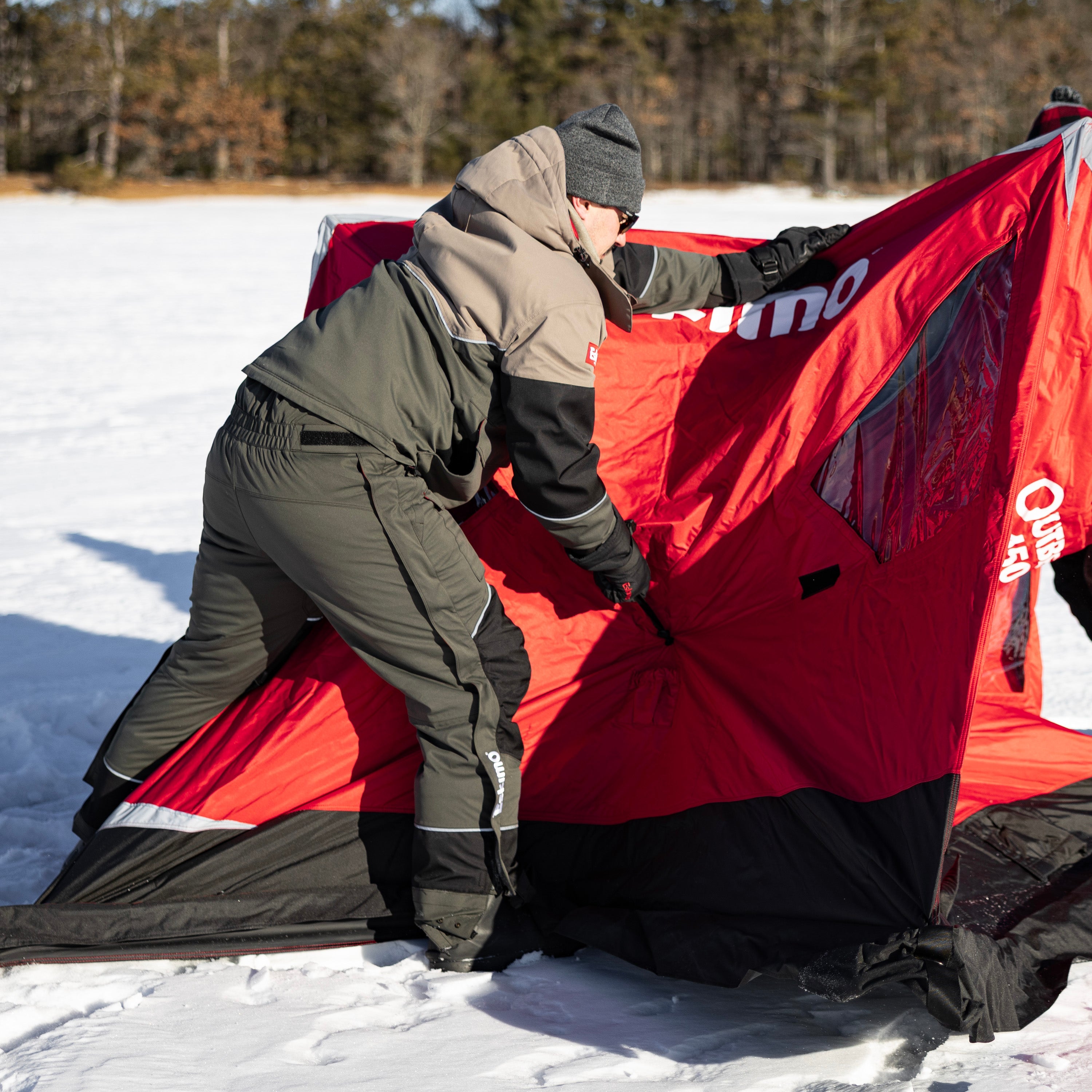 Outbreak 450XDP insulated shelter with 75 square feet for group fishing trips