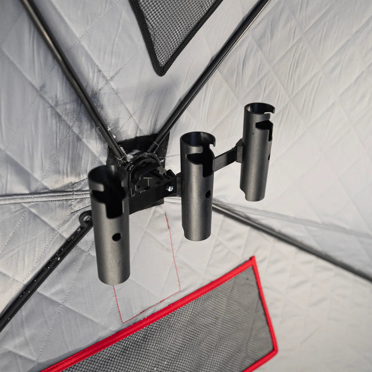 Eskimo E-Hub Triple Rod Holder featuring three secure reel pocket cradles
