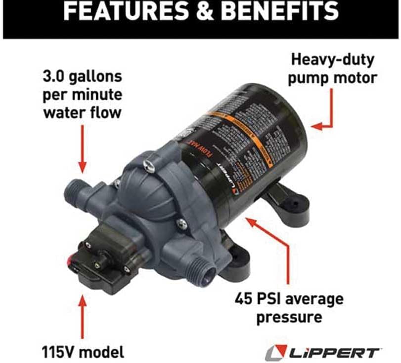 Lippert 115 volt camper water pump quiet operation